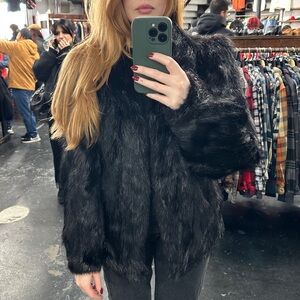 Vintage Black Faux Fur Coat